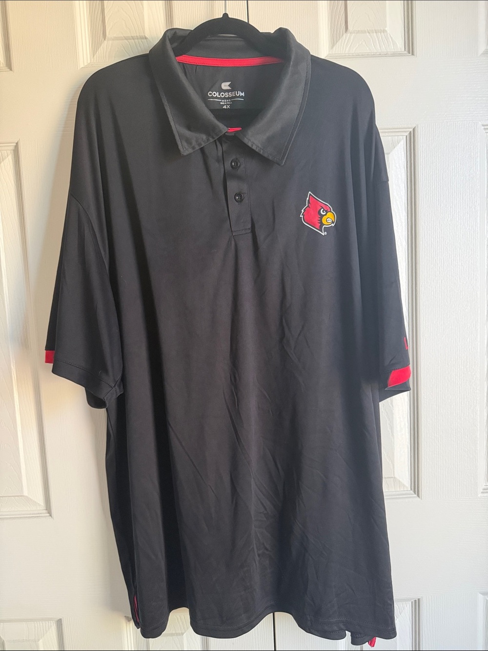 Colosseum Black Polo with Red Louisville Cardinals Logo 4XLT
